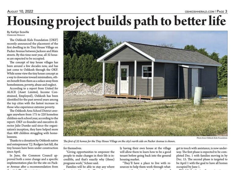 Housing project builds path to better life Oshkosh Kids Foundation